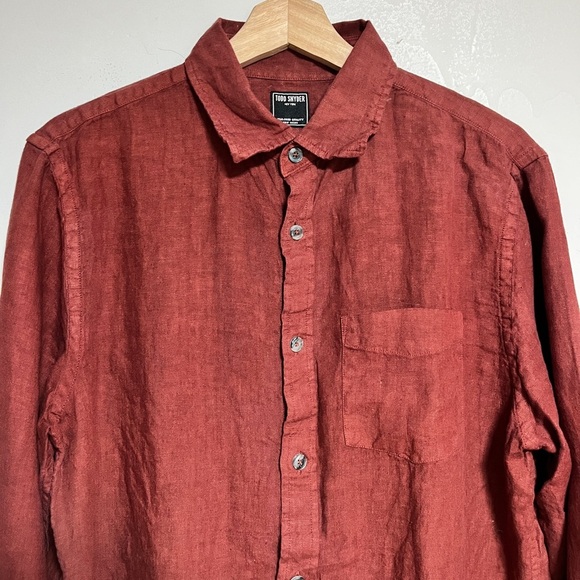 Todd Snyder Rust Red Linen Shirt – Size M - Picture 3 of 9